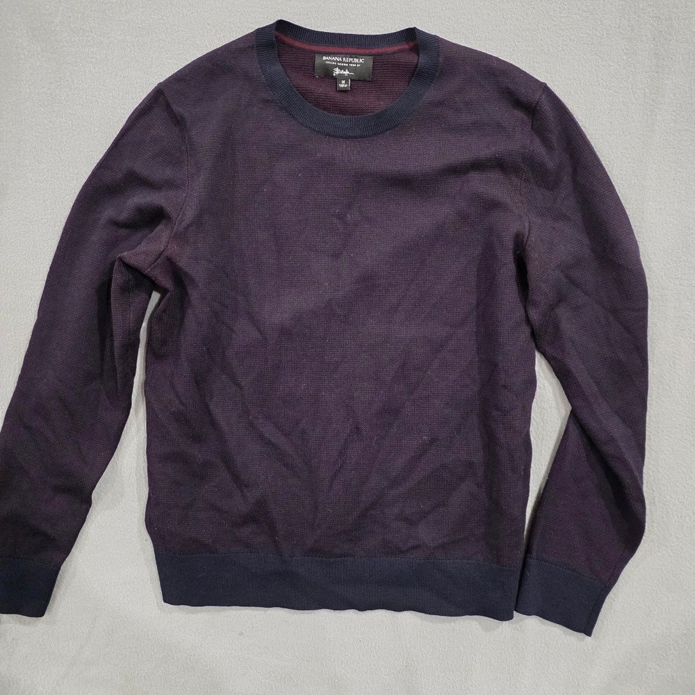 Banana Republic Italian Merino Wool Sweater Mens Medium Purple Baruffa Crewneck